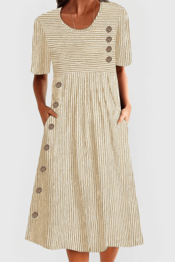 Button Front Pocket Maxi Dress