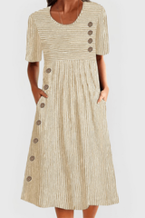 Button Front Pocket Maxi Dress