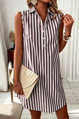 Striped V Neck Shirt Dress