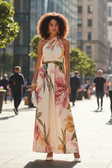 Elegant Halter Maxi Dress with Graceful Movement
