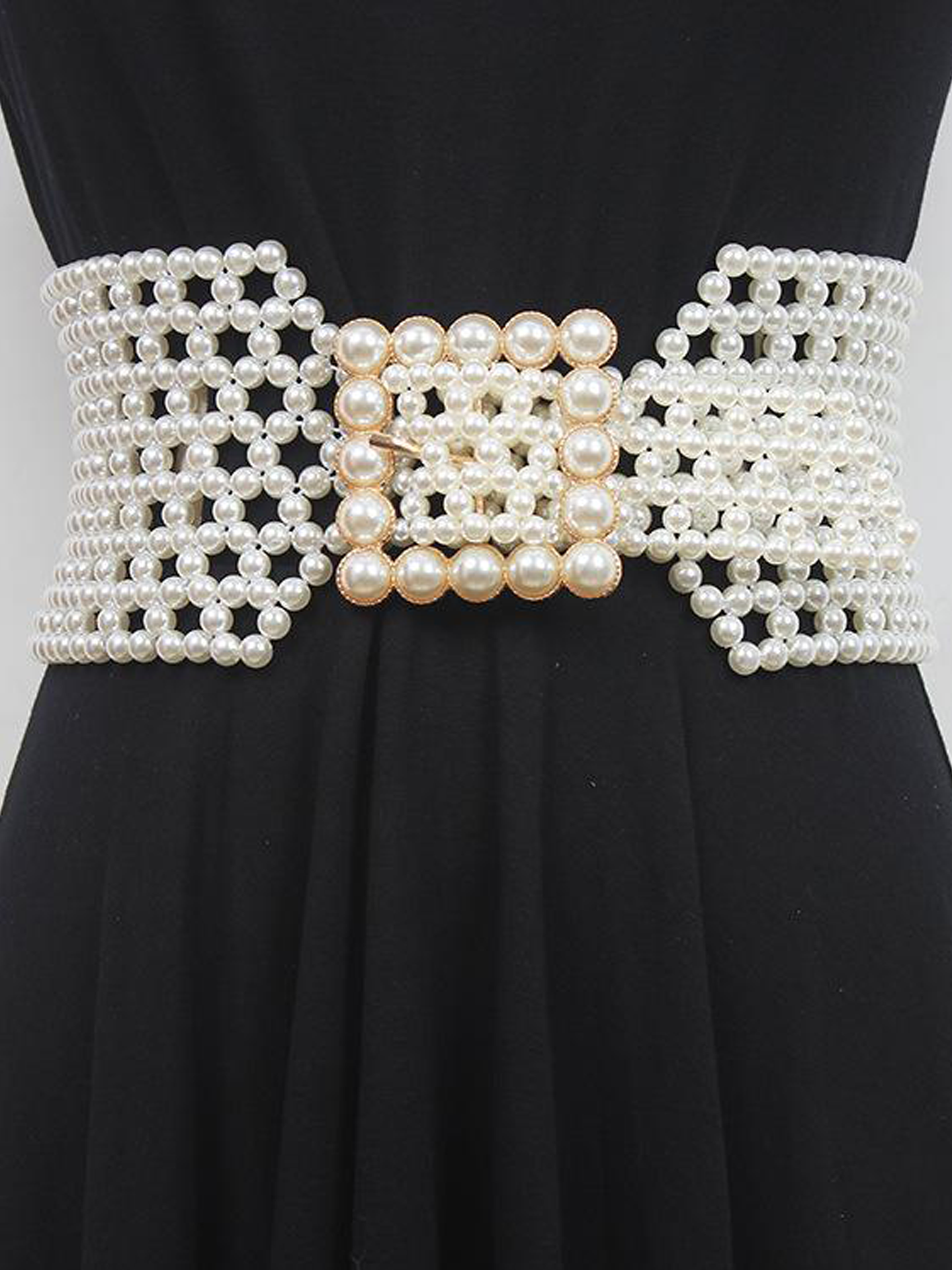 Braided Imitation Pearl Decorative Belt