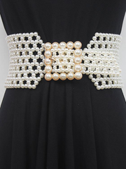 Braided Imitation Pearl Decorative Belt