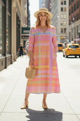 Striped Midi Dress with Easy Drape Fit