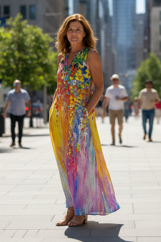 Open Air Maxi Dress in Multicolor Print