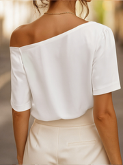 Sophisticated One-Shoulder Satin Blouse