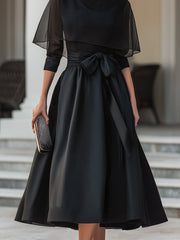 Elegant Cape-Detail A-Line Evening Dress