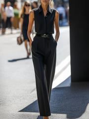 Sophisticated Sleeveless Tailored Jumpsuit