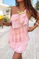 One-Shoulder Ruffle Mini Dress