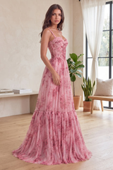 Romantic Floral Corset Maxi Dress
