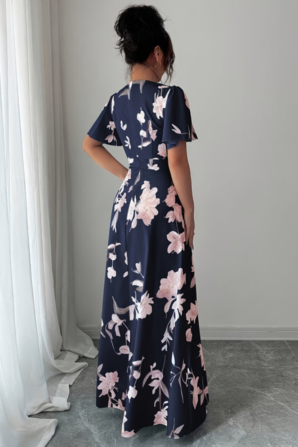 Retro Pleated Midi Dresses Floral
