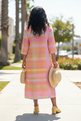 Striped Midi Dress with Easy Drape Fit