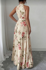 Elegant Halter Neck Keyhole Maxi Dresses