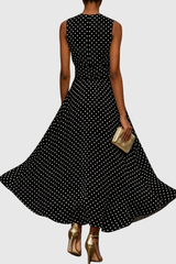 Polka Dot Halter Neck Keyhole Maxi Dresses