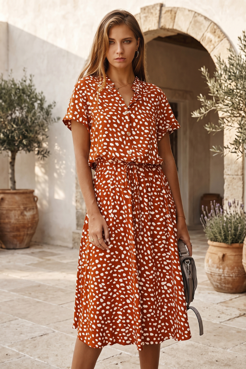 Floral Button Front Midi Dress