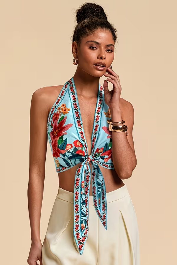 Vibrant Floral Halter Top