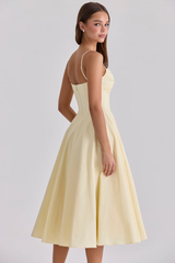 Gathered Bust Elegant Midi Dress