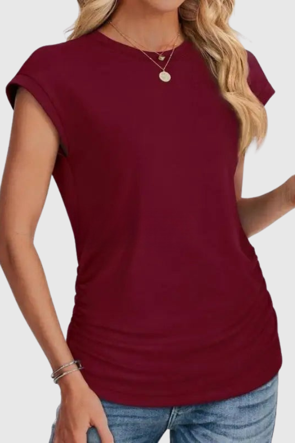 Ruched Side Casual Tunic Top