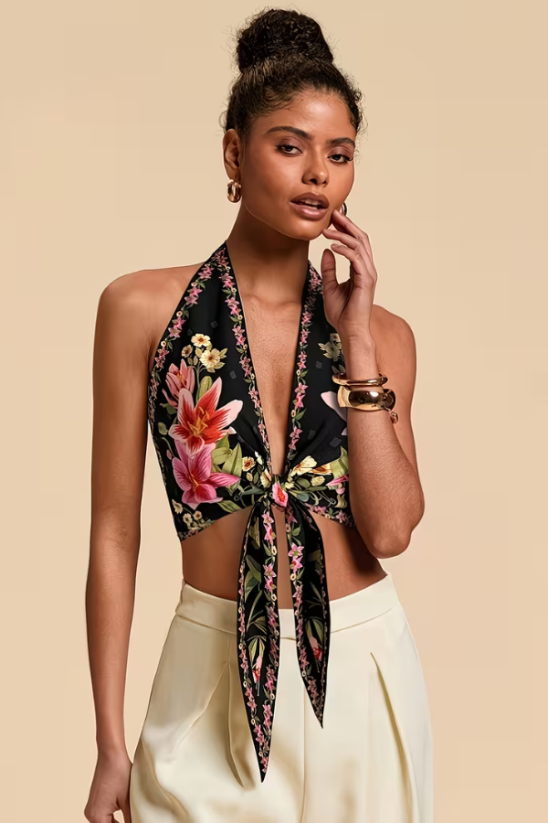 Vibrant Floral Halter Top