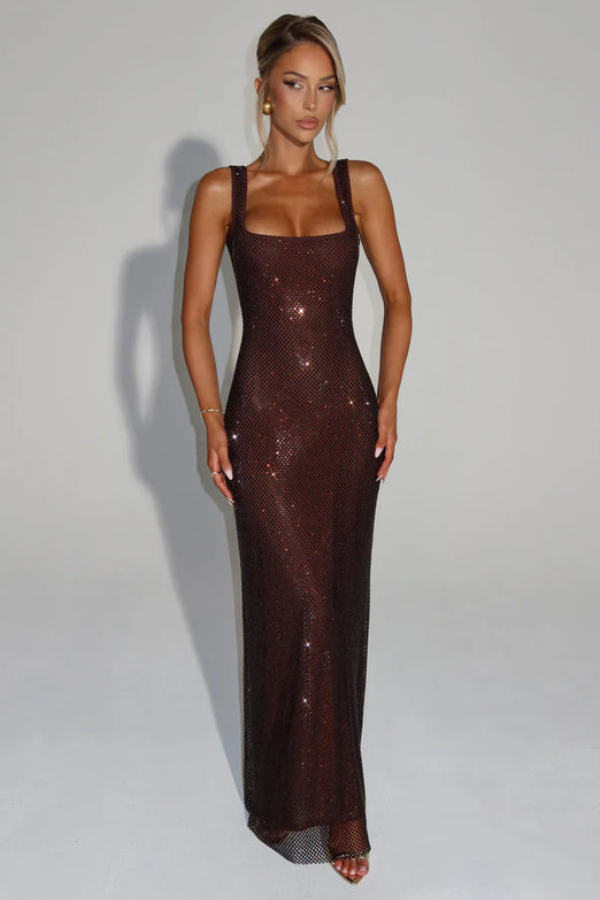 Elegant Embellished Evening Maxi Gown