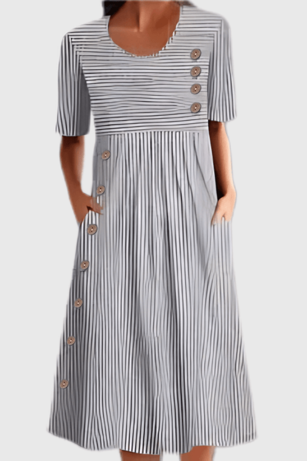 Button Front Pocket Maxi Dress