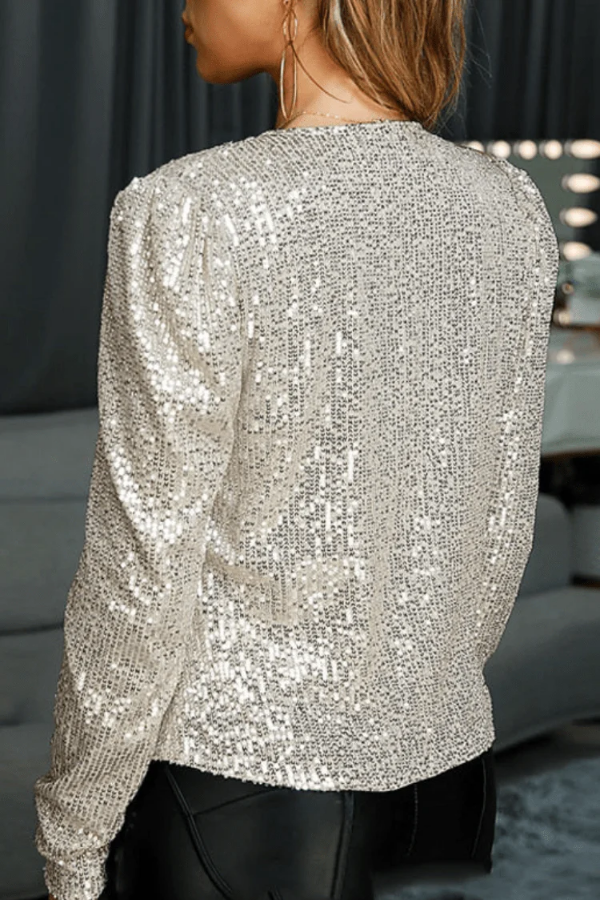 Gleaming Sequin Blazer Open Front