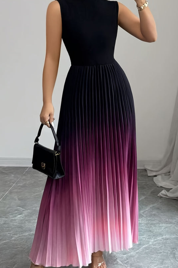 Ombre Halter Neck Keyhole Maxi Dresses