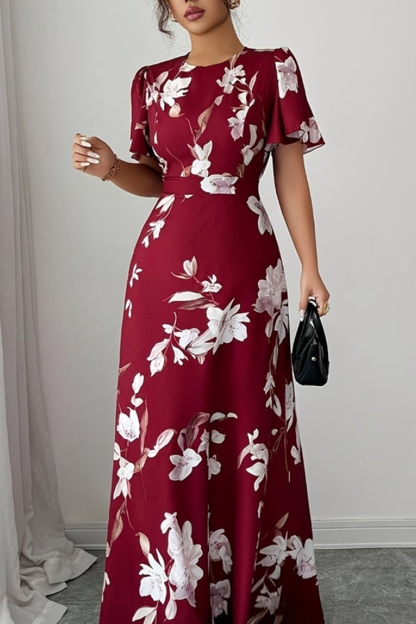 Retro Pleated Midi Dresses Floral
