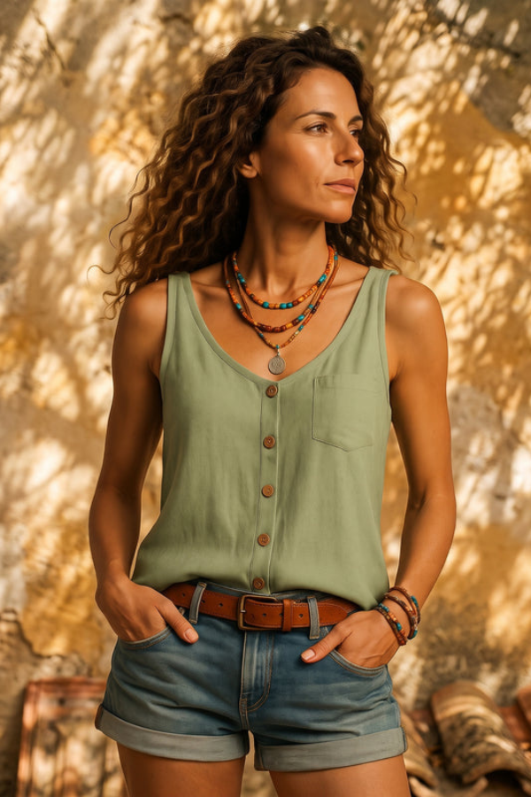 Lightweight V Neck Summer Top