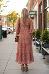 Geometric Print Tiered Midi Dress