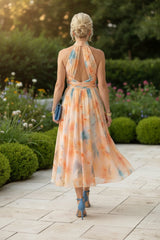 Halter Midi Dress in Multicolor