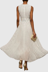 Polka Dot Halter Neck Keyhole Maxi Dresses