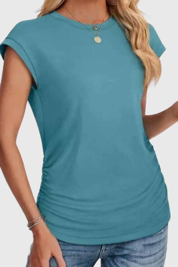 Ruched Side Casual Tunic Top