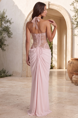 Corset Style Slit Maxi Dress