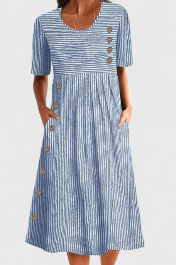 Button Front Pocket Maxi Dress