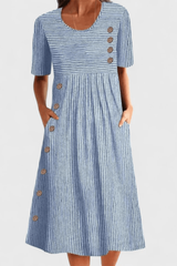 Button Front Pocket Maxi Dress