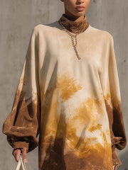 Beige Ombre Faux Suede Mini Dress