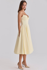 Gathered Bust Elegant Midi Dress