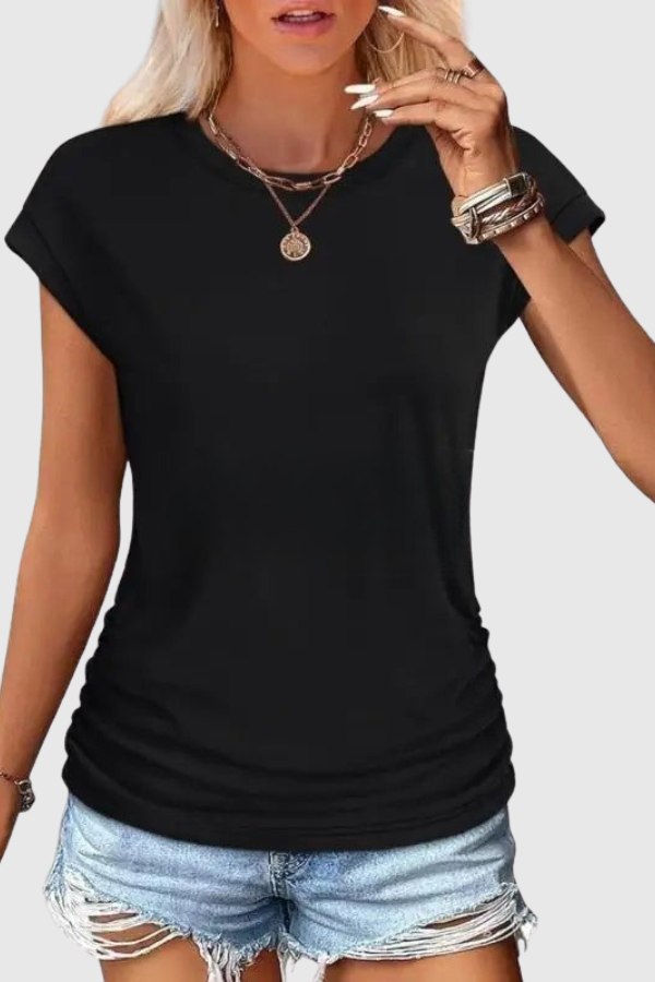 Ruched Side Casual Tunic Top
