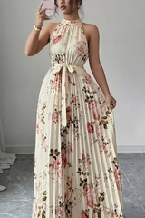 Elegant Halter Neck Keyhole Maxi Dresses