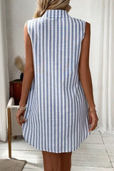 Striped V Neck Shirt Dress
