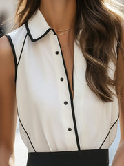 Elegant Sleeveless White Button-Down Blouse