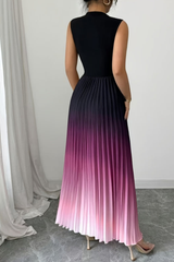 Ombre Halter Neck Keyhole Maxi Dresses