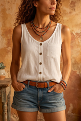 Lightweight V Neck Summer Top