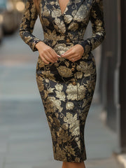 Black And Gold Jacquard Blazer Dress