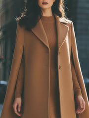 Camel Cape Coat With Structured Lapels