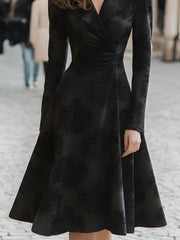 Black Jacquard Pleated Blazer Dress