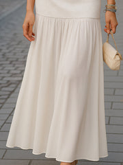 Pearl Button Vest And Maxi Skirt Two-Piece Set