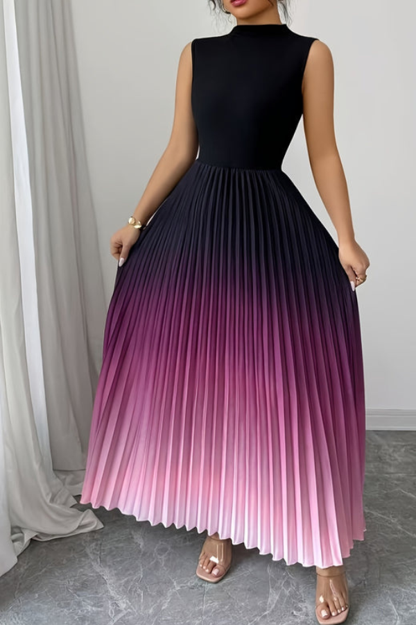 Ombre Halter Neck Keyhole Maxi Dresses
