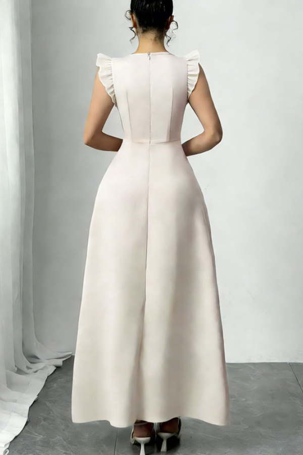 Romantic Pleated Square Neck Midi Dresses