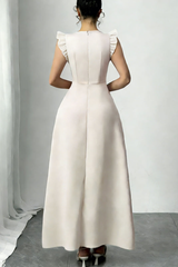 Romantic Pleated Square Neck Midi Dresses
